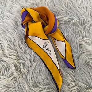Vintage Vera Neumann Silk Scarf 27” x 26” Lion Gold Purple